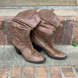 WOMENS BCBG COWBOYS SLOUCH BROWN BOOTS SIZE 8